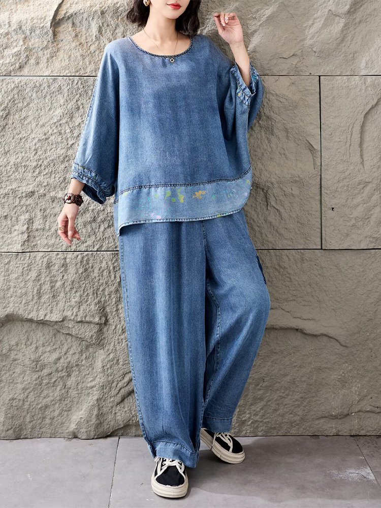 Amax LuluE 夏服レディース高級デニム 2 点セット - Women Fashion Jeans Top のレビューと価格