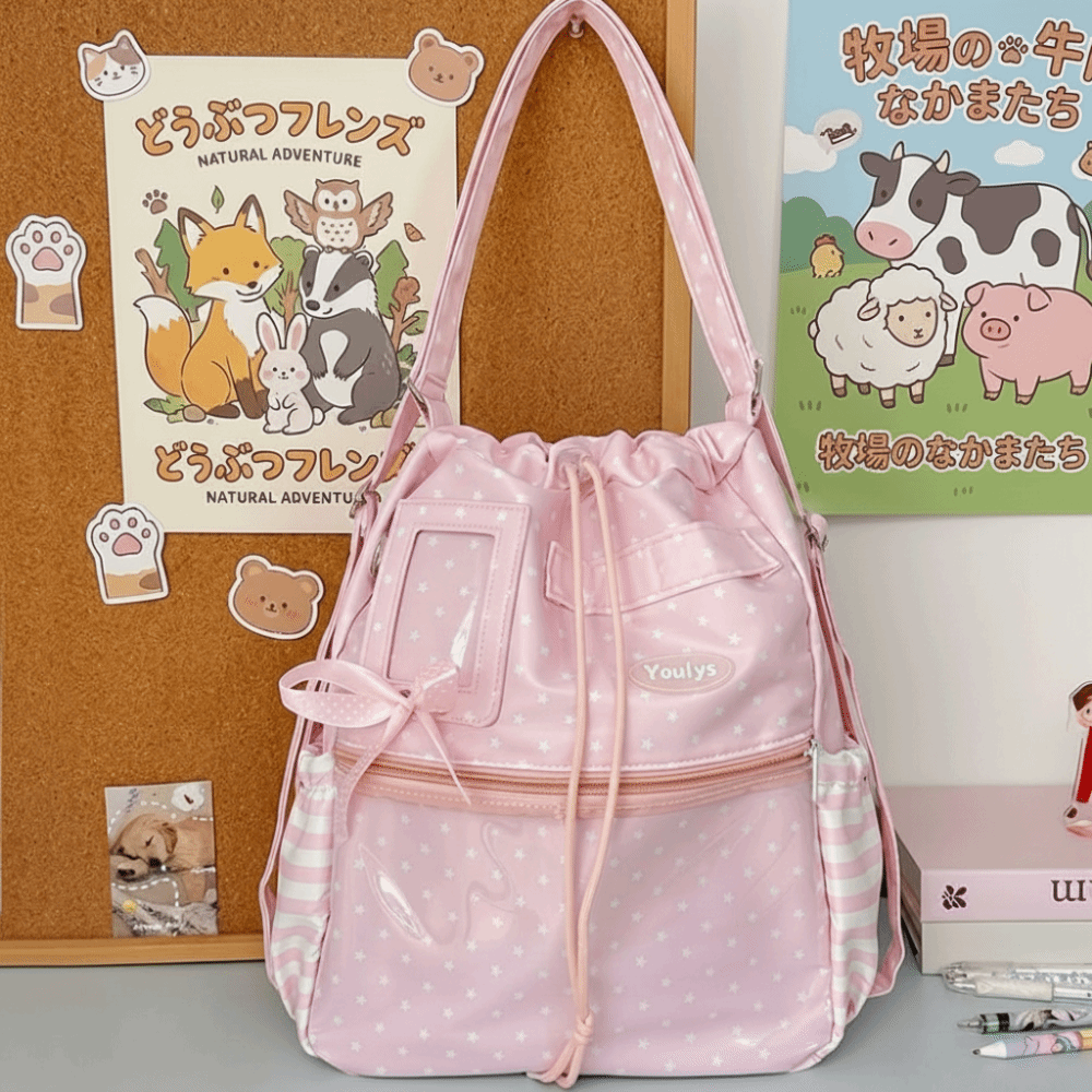 かわいい水玉模様の Ita バックパック巾着クリアポケットト - Canvas Tote Bag のレビューと価格