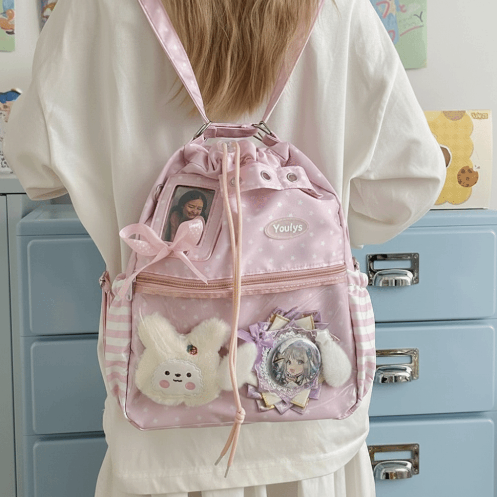 かわいい水玉模様の Ita バックパック巾着クリアポケットト - Canvas Tote Bag のレビューと価格