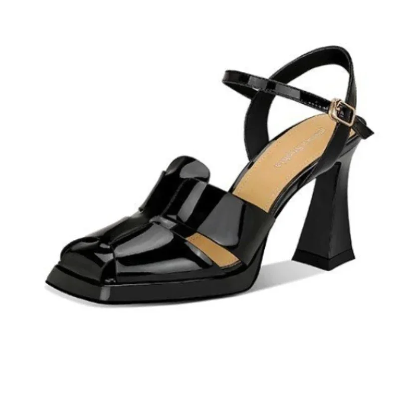 女性のハイヒールサンダルファッションパテントレザーローマンサ - Women Fashion Outfits のレビューと価格