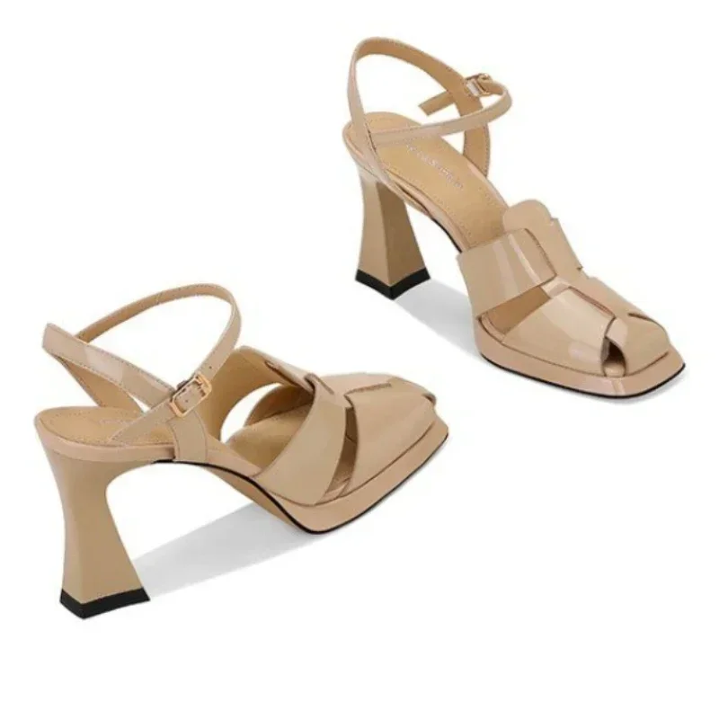 女性のハイヒールサンダルファッションパテントレザーローマンサ - Women Fashion Outfits のレビューと価格