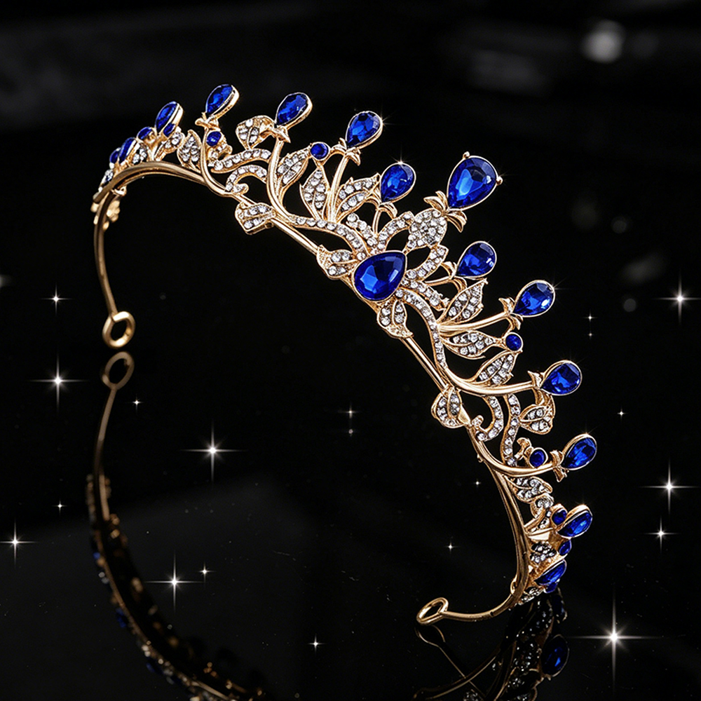バロッククリスタルリーフブライダルティアラ輝くラインストーン - Women Queen Fashion のレビューと価格