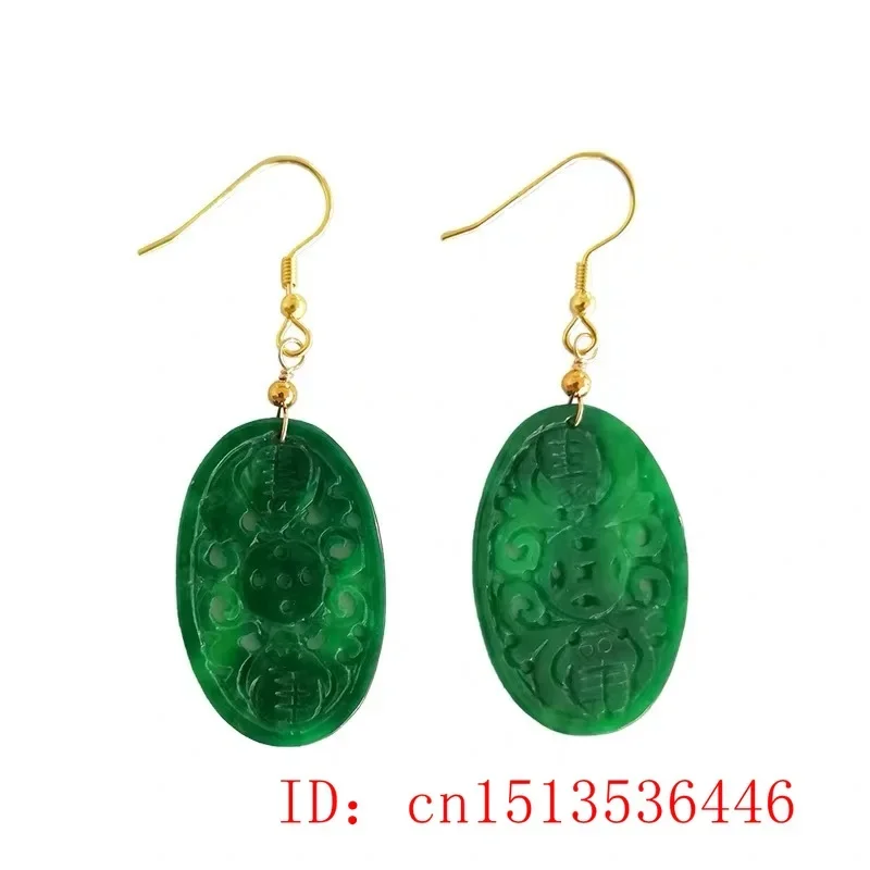オリジナルナチュラルグリーンヒスイエメラルドバット中空イヤリ - Women Fashion Jewellery のレビューと価格