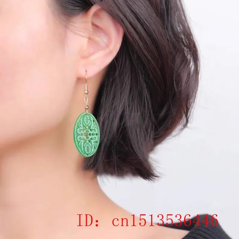 オリジナルナチュラルグリーンヒスイエメラルドバット中空イヤリ - Women Fashion Jewellery のレビューと価格