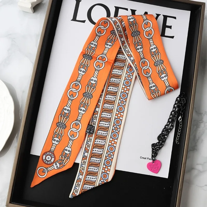ファッションスキニーシルクスカーフ女性のためのファッションヘ - Women Fashion Necktie のレビューと価格