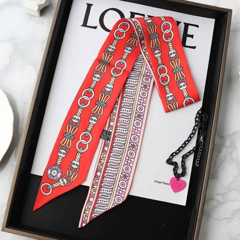 ファッションスキニーシルクスカーフ女性のためのファッションヘ - Women Fashion Necktie のレビューと価格