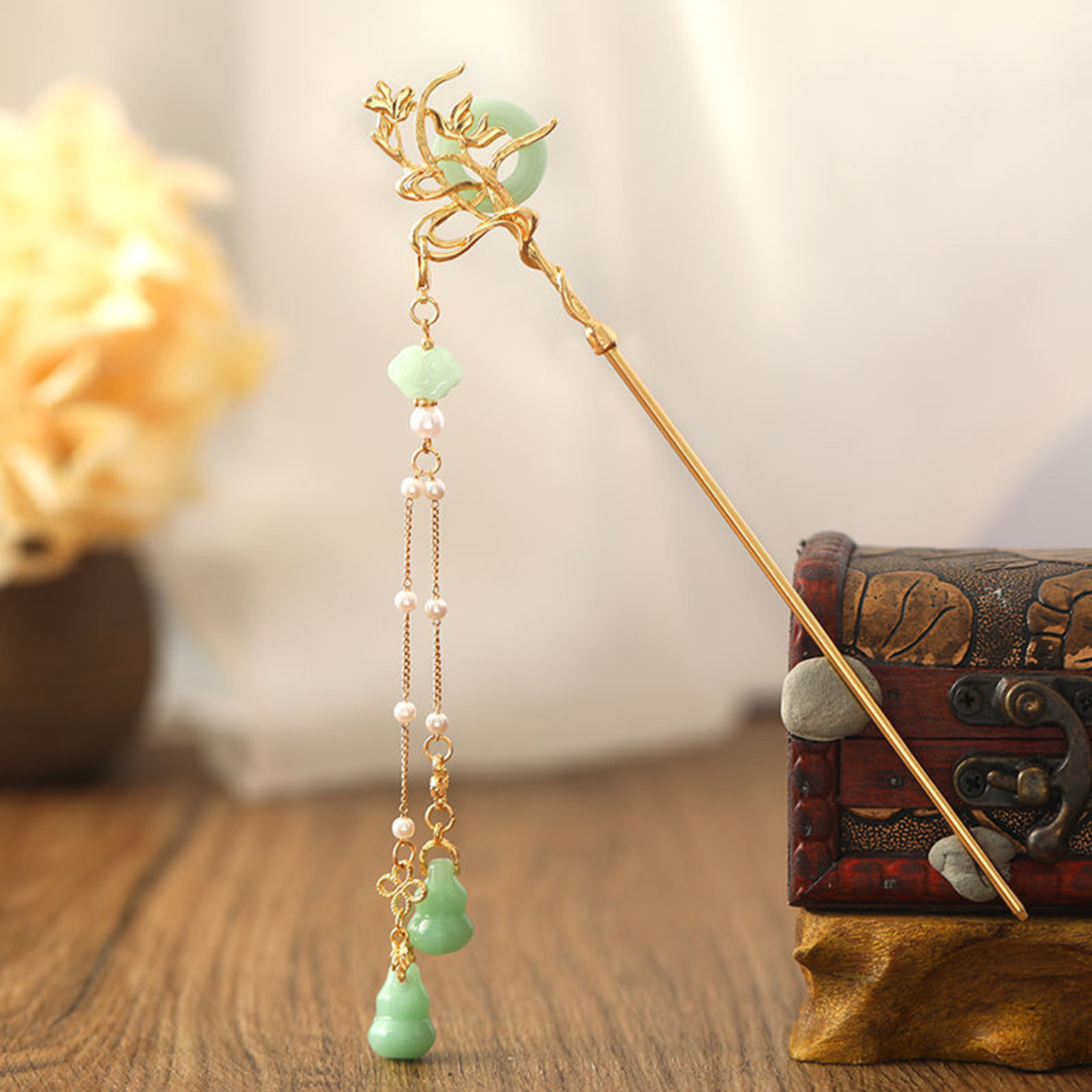中国風のガラスヘアピン女性のためのエレガントな同心バックルタ - Women Fashion Jewellery のレビューと価格