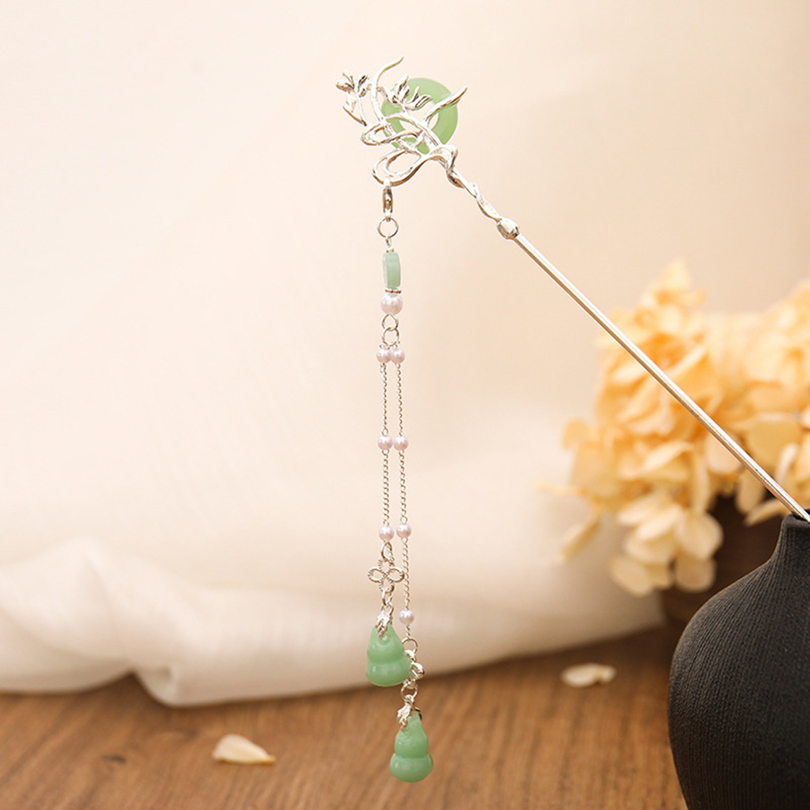 中国風のガラスヘアピン女性のためのエレガントな同心バックルタ - Women Fashion Jewellery のレビューと価格