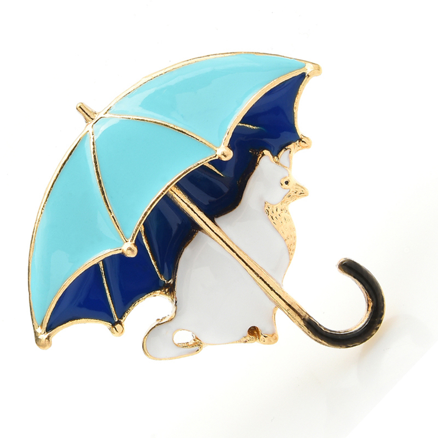 かわいい猫傘ブローチ女性のためのエナメル 4 色キツネ動物パ - Women'S Fashion Umbrella のレビューと価格