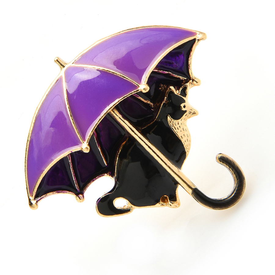 かわいい猫傘ブローチ女性のためのエナメル 4 色キツネ動物パ - Women'S Fashion Umbrella のレビューと価格