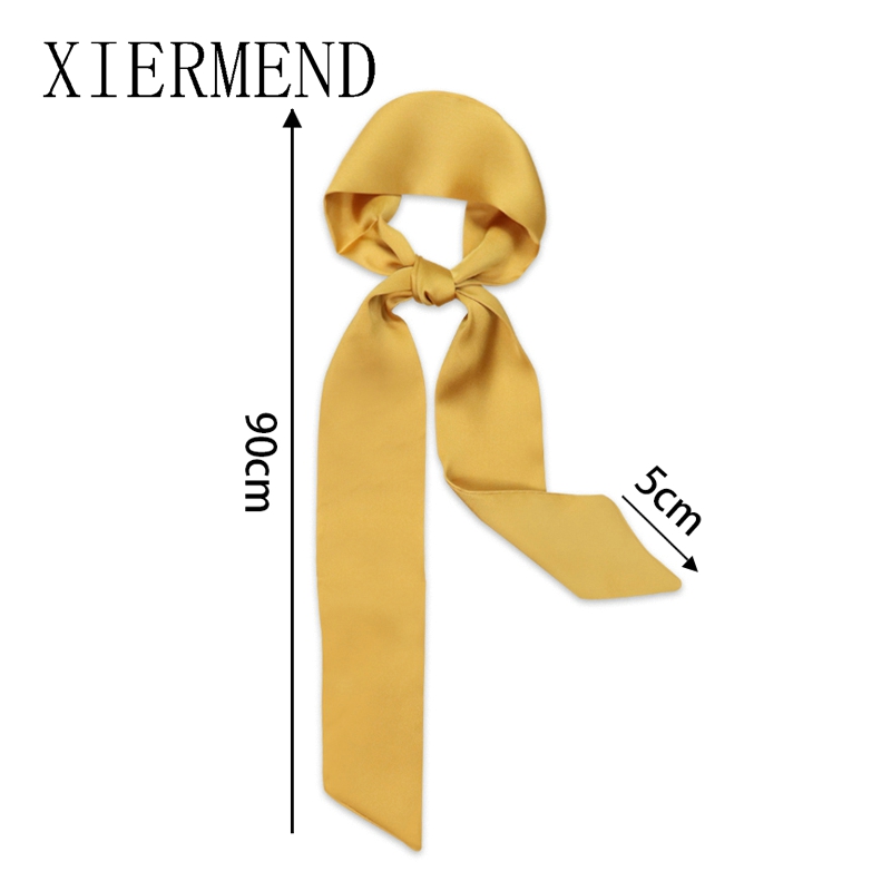 新しいロングバッグスカーフ女性ヘアバンド女性アクセサリー固体 - Women Fashion Necktie のレビューと価格