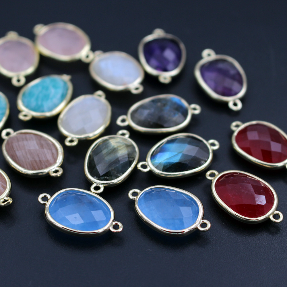 10 個ファッションファセット天然石コネクタオーバルラブラド - Women'S Fashion Earrings のレビューと価格