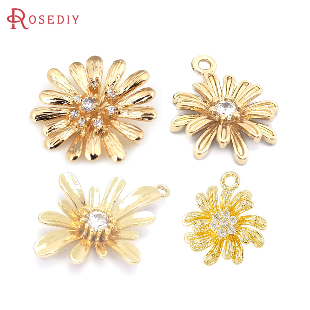 18K ゴールドカラー真鍮ひまわりデイジーチャームペンダント - Women'S Fashion Earrings のレビューと価格