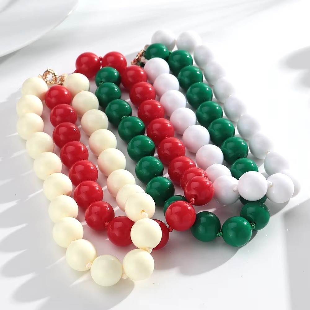 高品質ファッションカラフルなラウンドビーズチョーカーアクリル - Women Fashion Jewellery のレビューと価格
