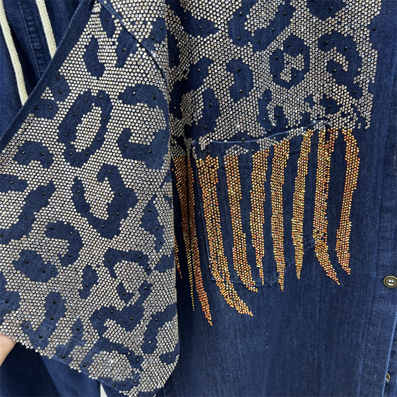 ファッション春夏女性ツーピースセットホットダイヤモンドヒョウ - Women Fashion Jeans Top のレビューと価格