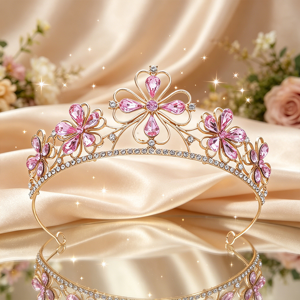 バロック四つ葉の花クリスタルブライダルティアラ輝くラインスト - Women Queen Fashion のレビューと価格