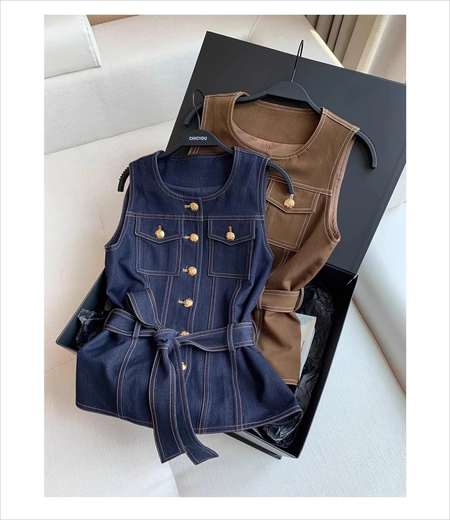 Y2K 2026 新作ボタンレトロジーンズベストショーツトラ - Women Fashion Jeans Top のレビューと価格