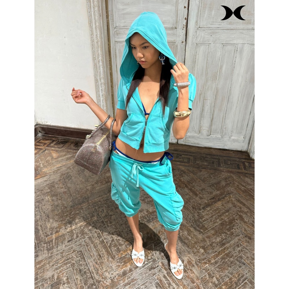 アメリカンストリートスパイスガールスタイル半袖フード付きジッ - Women Fashion Outfits のレビューと価格