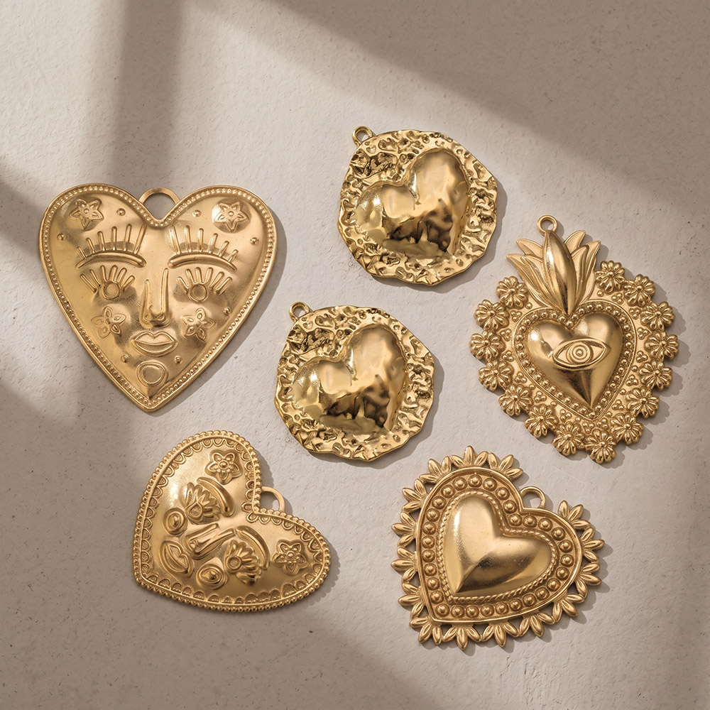 5個入り 304ステンレス鋼製 大きなハートチャーム ゴール - Women'S Fashion Earrings のレビューと価格