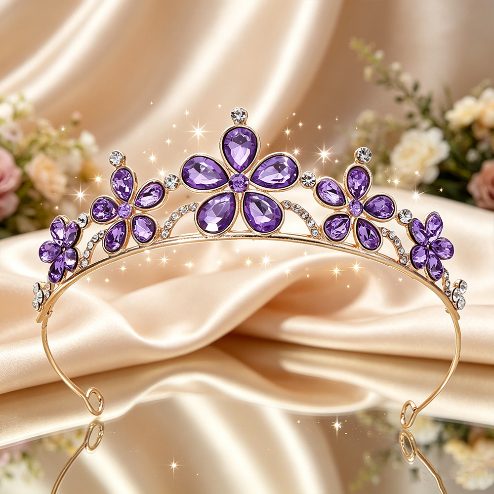 ファッションバロックフラワーブライダルティアラスパークリング - Women Queen Fashion のレビューと価格