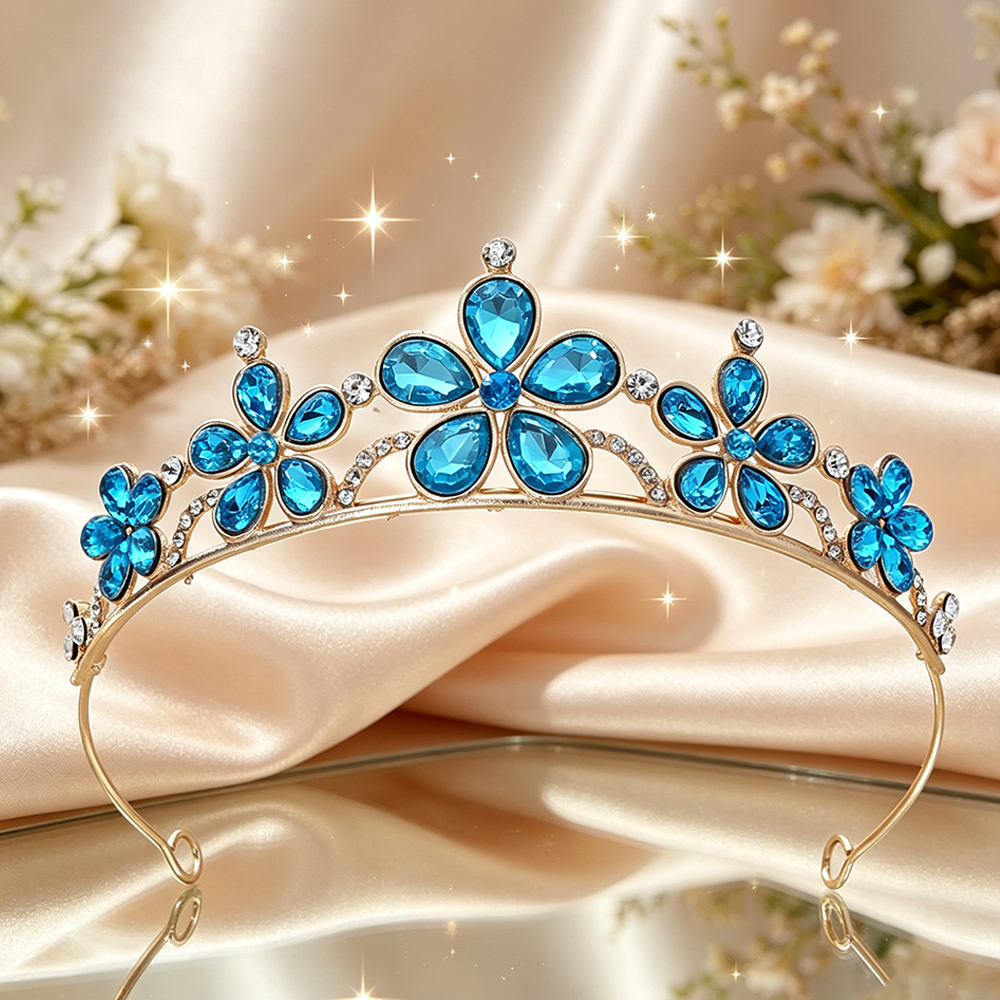 ファッションバロックフラワーブライダルティアラスパークリング - Women Queen Fashion のレビューと価格